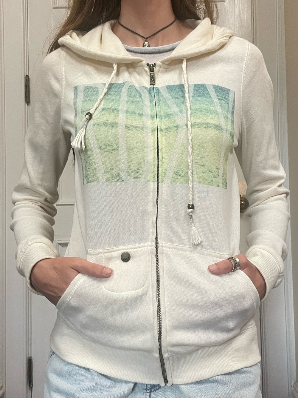 Roxy Cream Zip-Up Hoodie
